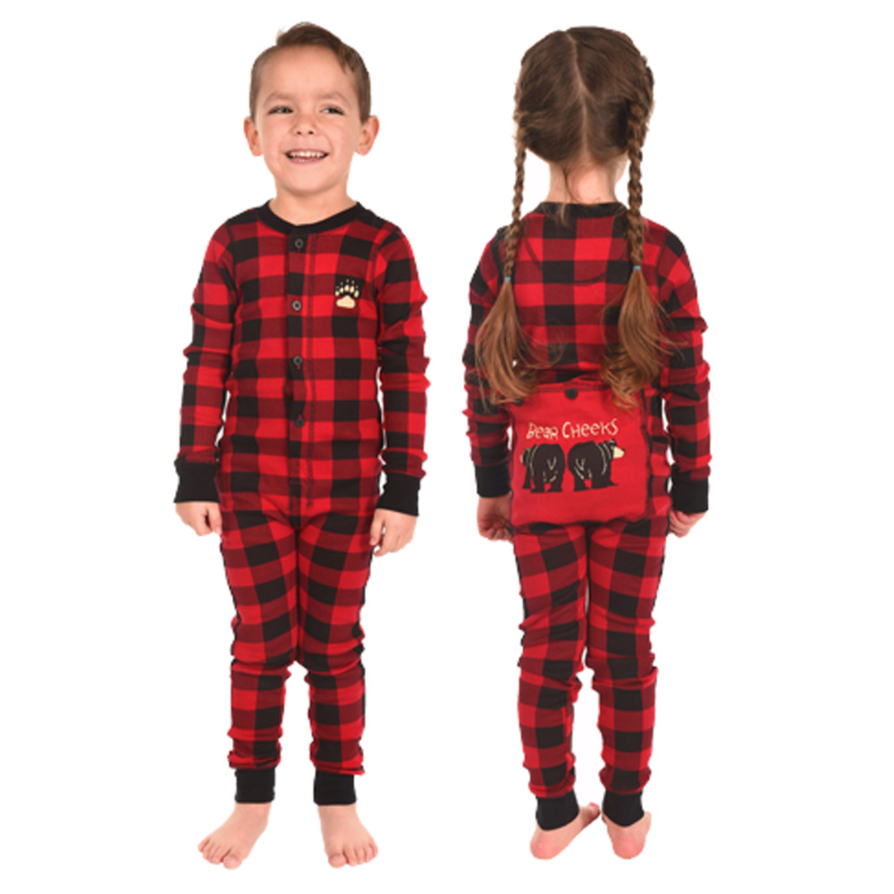 Lazy One Alaska Kids Unisex Red Plaid Bear Cheeks FlapJack Size 2T